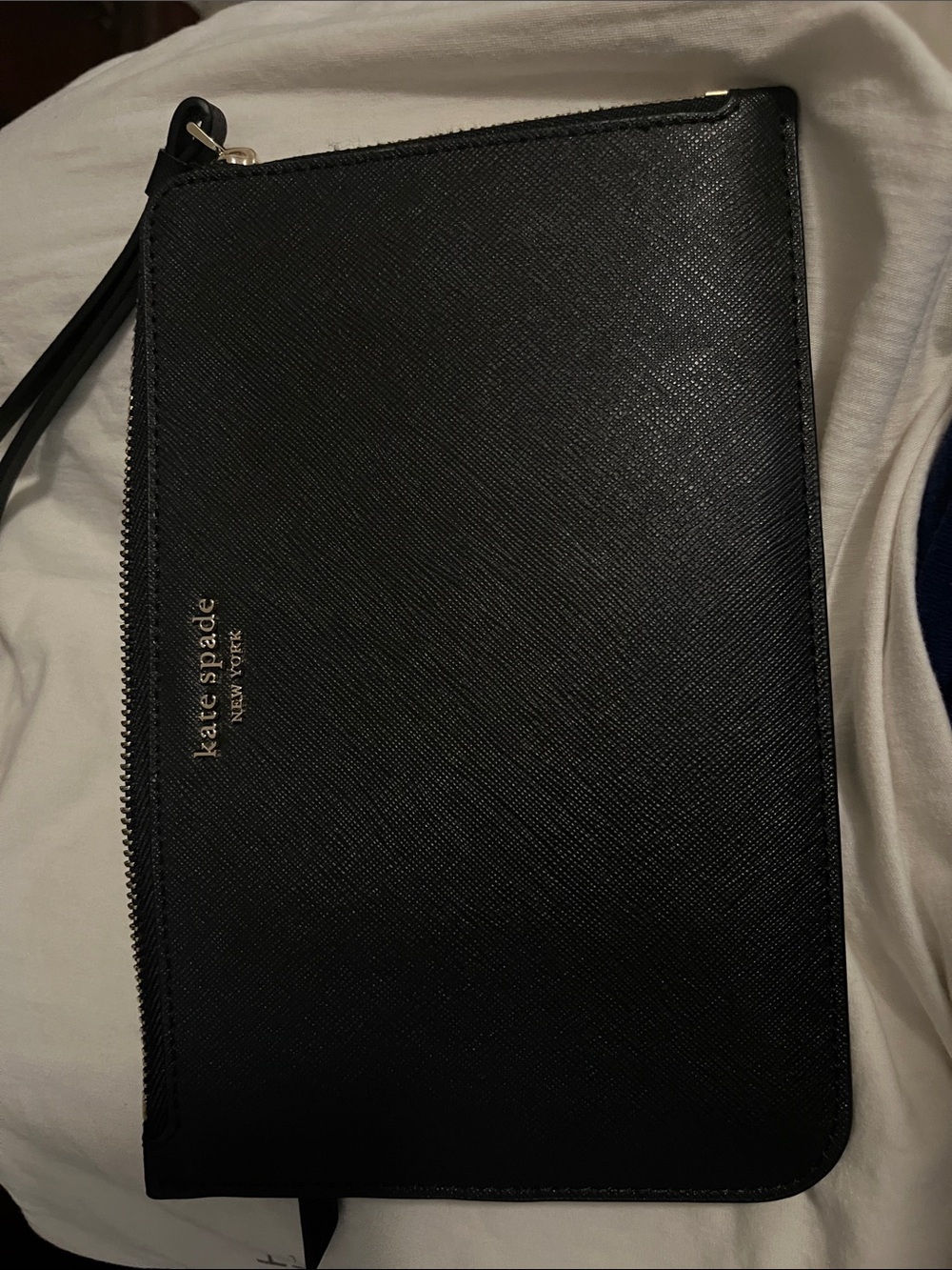 kate spade Black Leather Wristlet Pouch with Strap